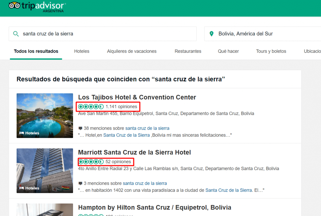 Busqueda de hotel en bolivia 2