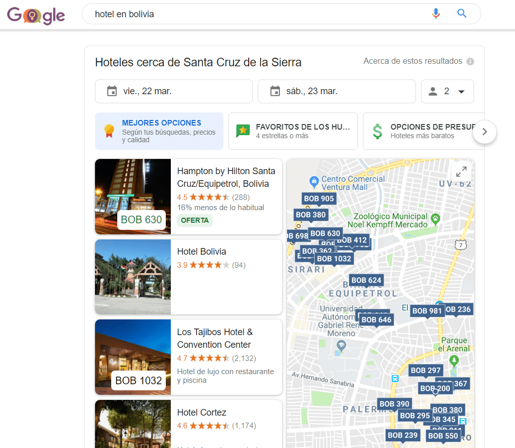Busqueda de hotel en bolivia